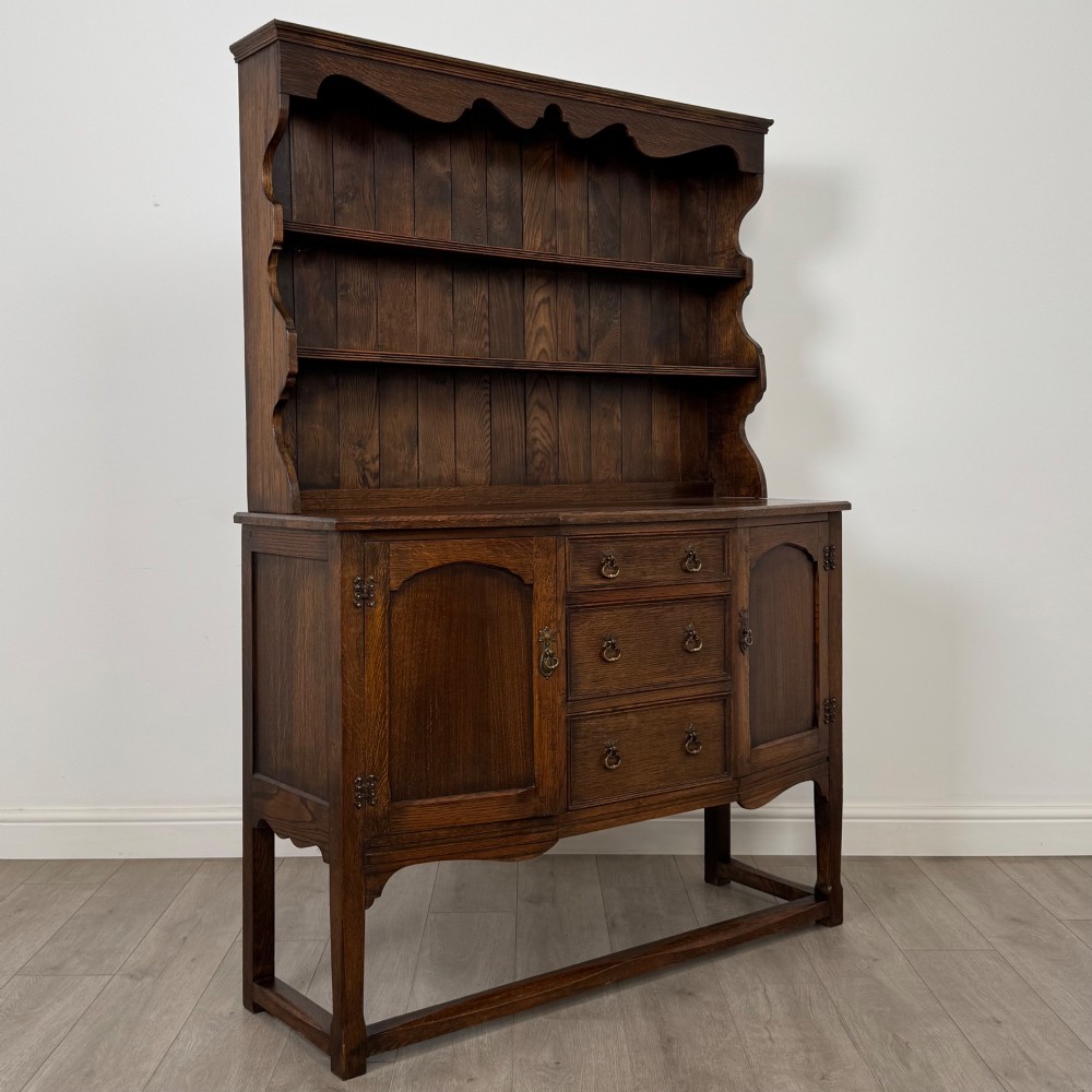 Antique 20th Century Good Quality Welsh Dresser In Oak View IX