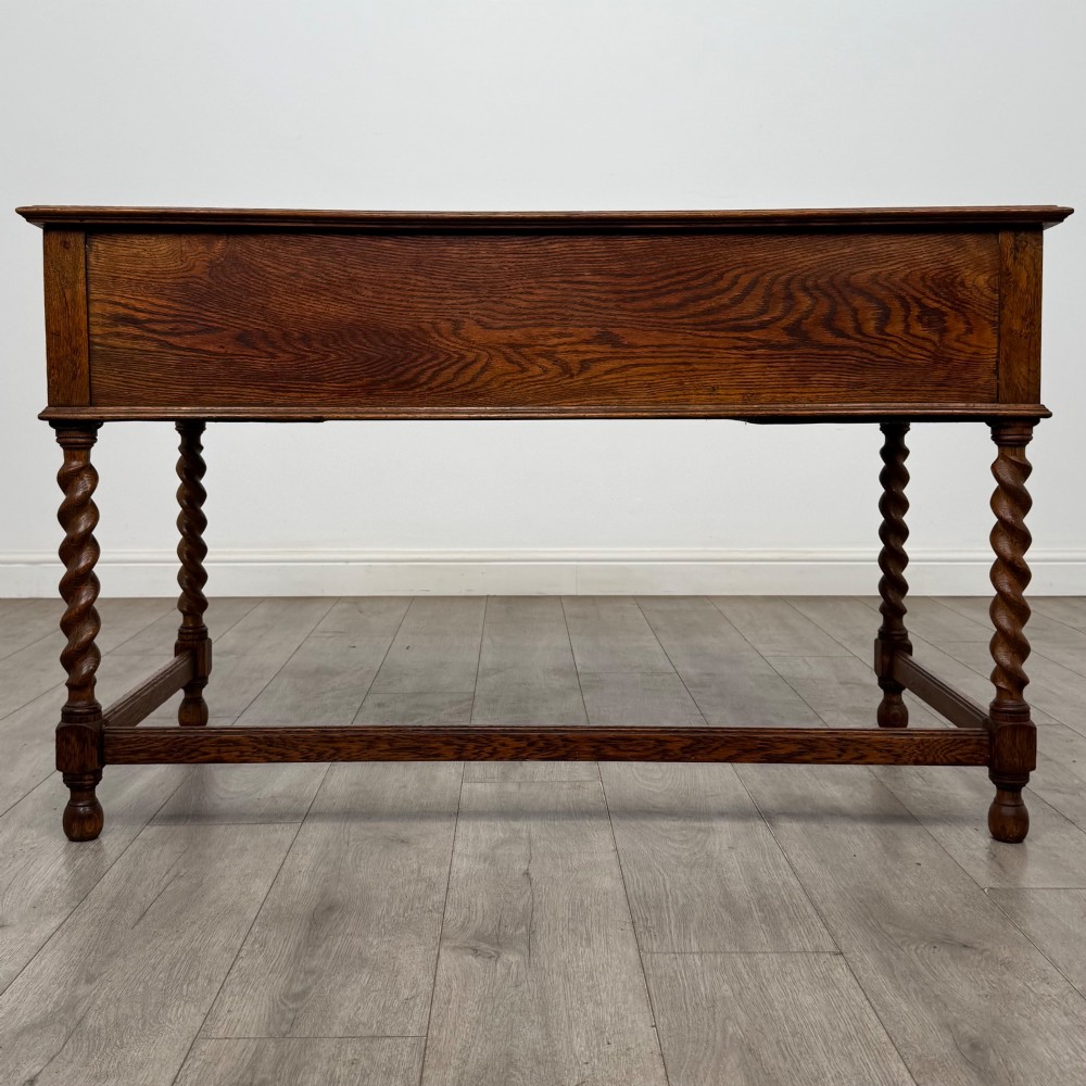 Antique 20th Century Jacobean Style Writing Table In Golden Oak View V