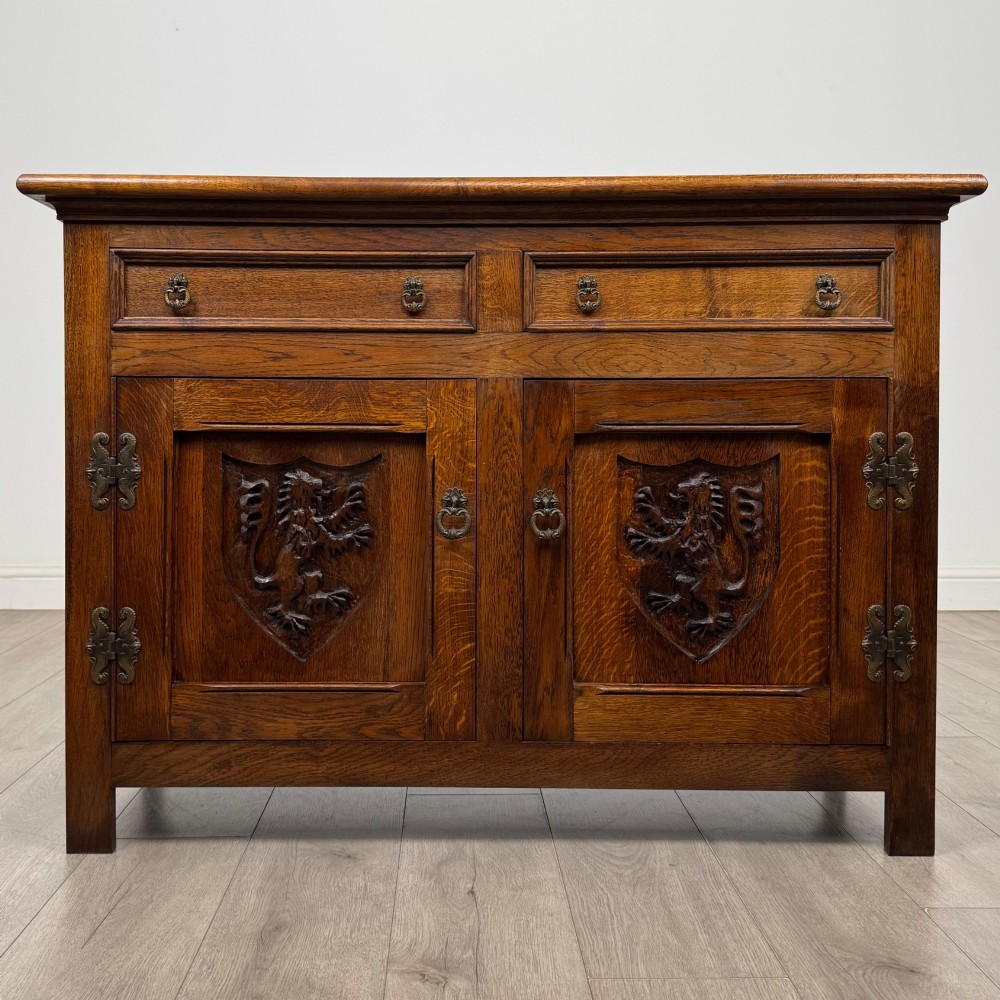Antique 20th Century Tudor Inspired Cupboard In Oak