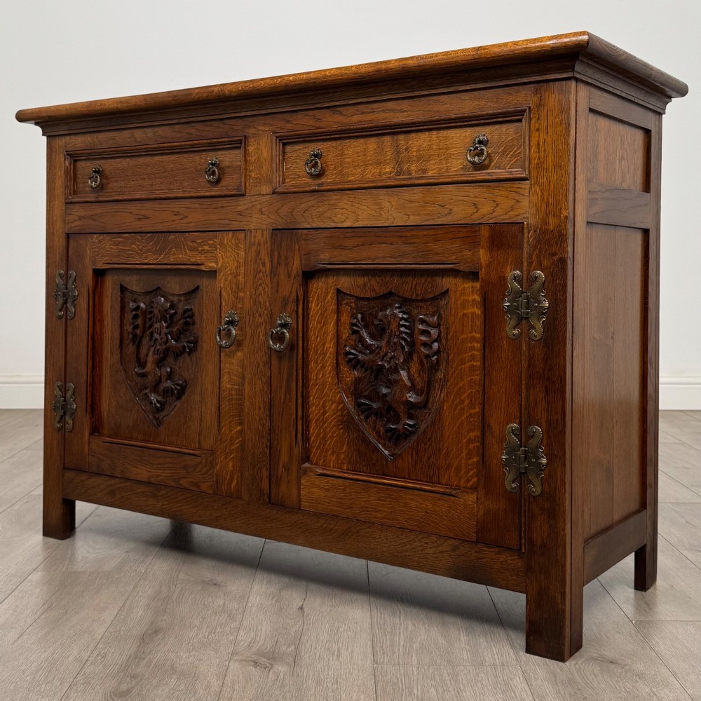 Antique 20th Century Tudor Inspired Cupboard In Oak View III
