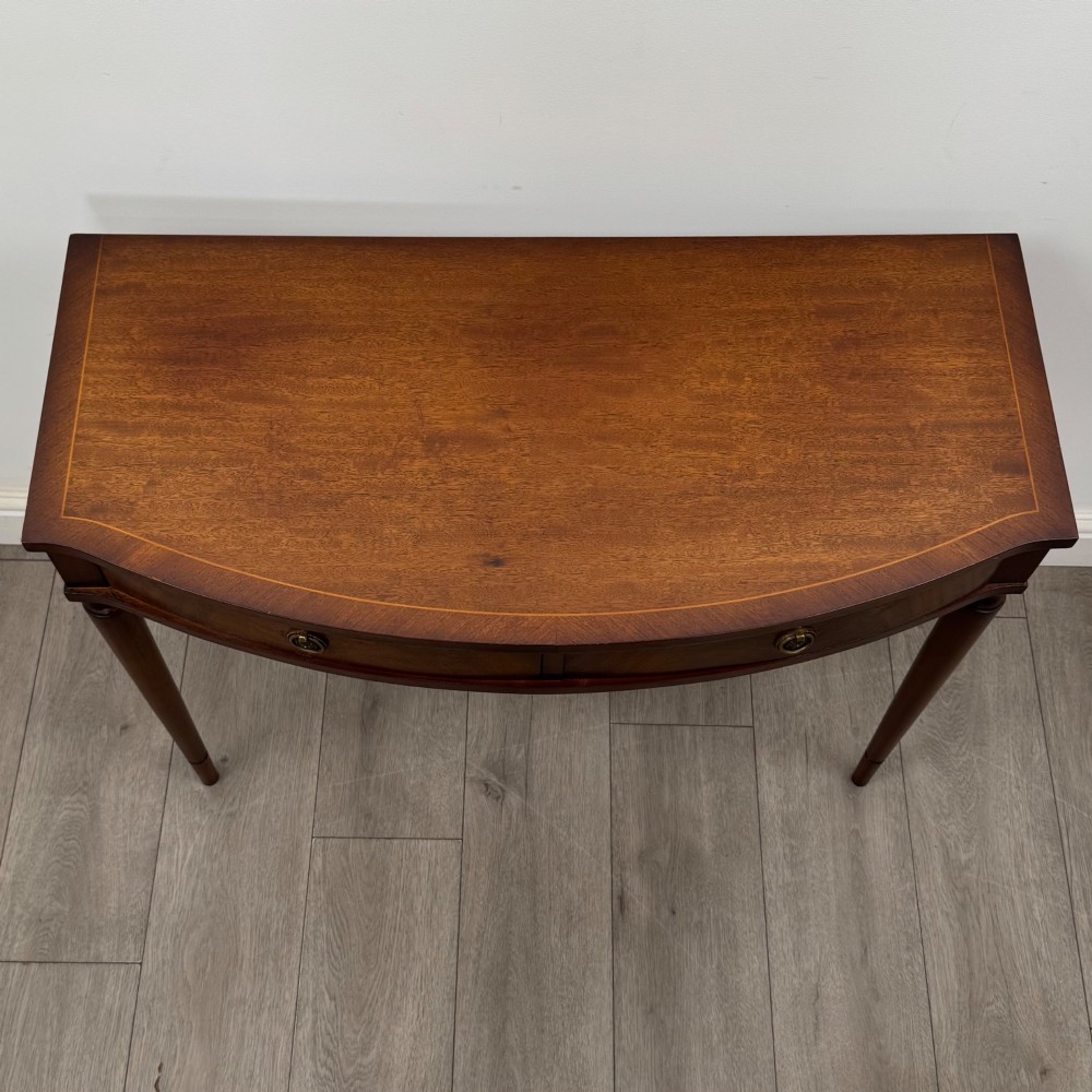 Antique 20th Century Bow Front Writing Table In Mahogany View IX