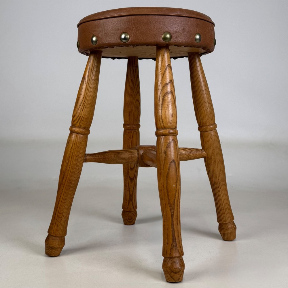 Antique 20th Century Good Quality Oak Stool