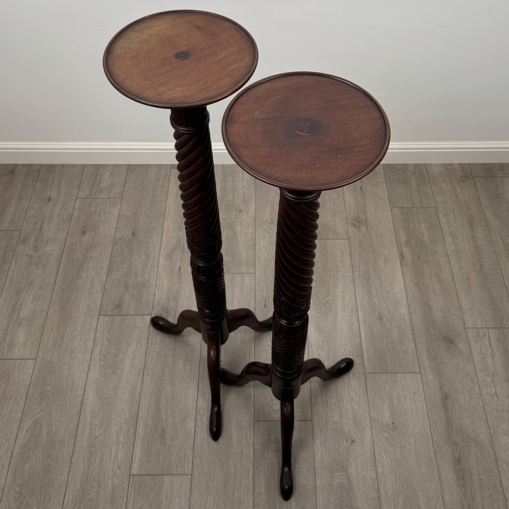 Antique 19th Century Pair Of Victorian Torchere Plant Stands View IV