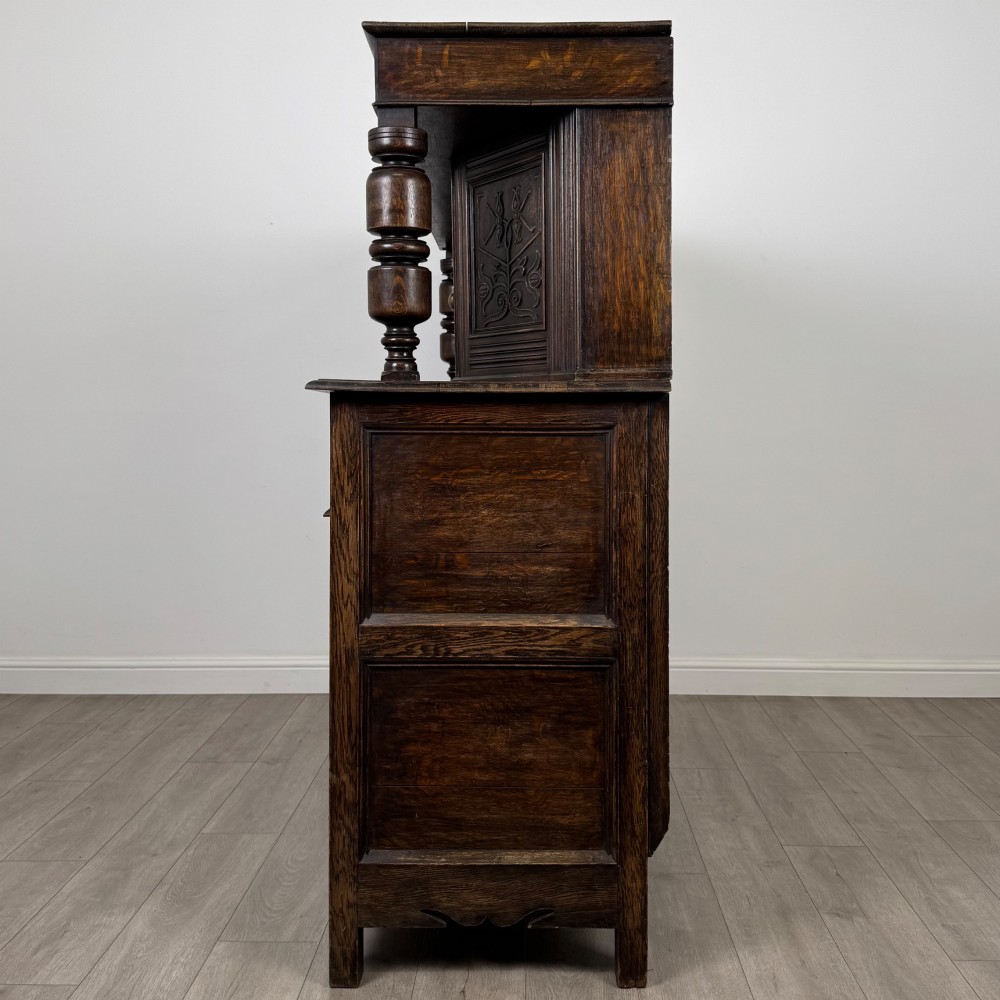 Antique 19th Century Large Oak Court Cupboard By Maple & Co View IV