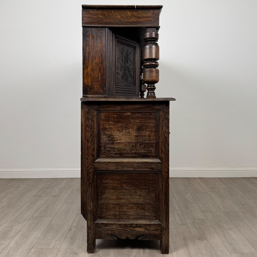 Antique 19th Century Large Oak Court Cupboard By Maple & Co View VIII