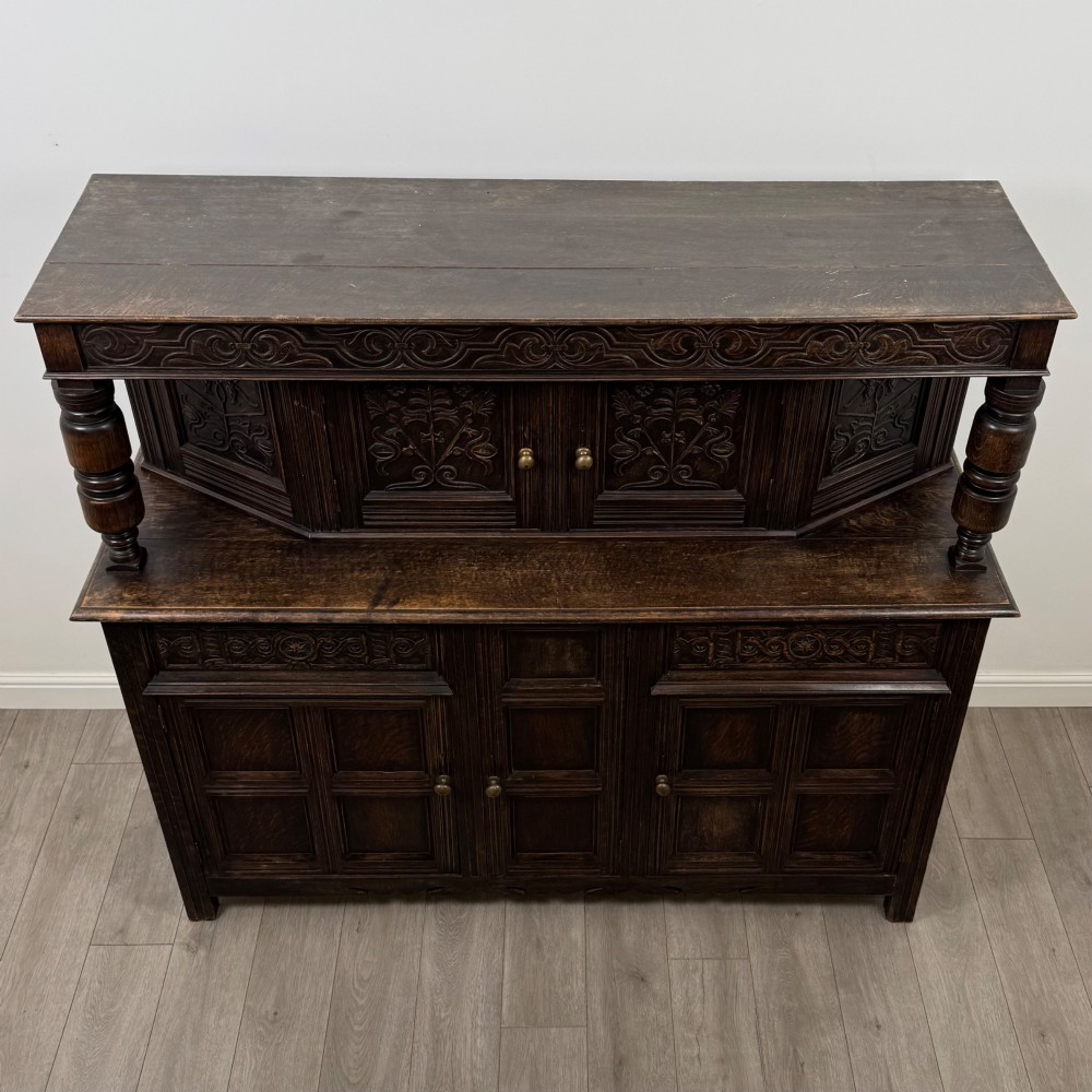 Antique 19th Century Large Oak Court Cupboard By Maple & Co View X