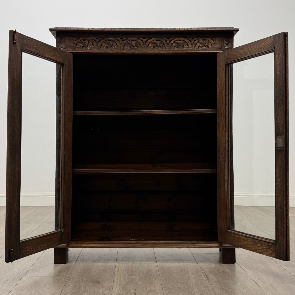 Antique 19th Century Fine Quality Carved Oak Display Cabinet View III