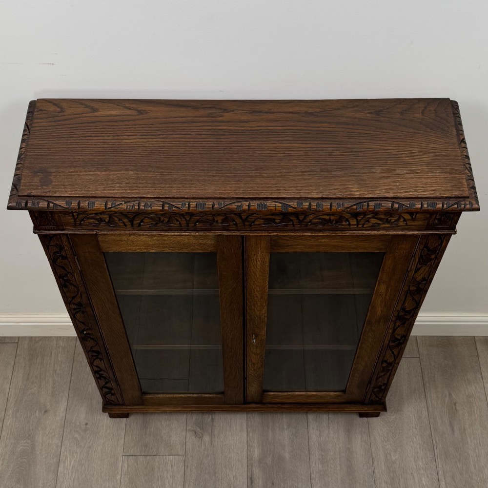 Antique 19th Century Fine Quality Carved Oak Display Cabinet View XI