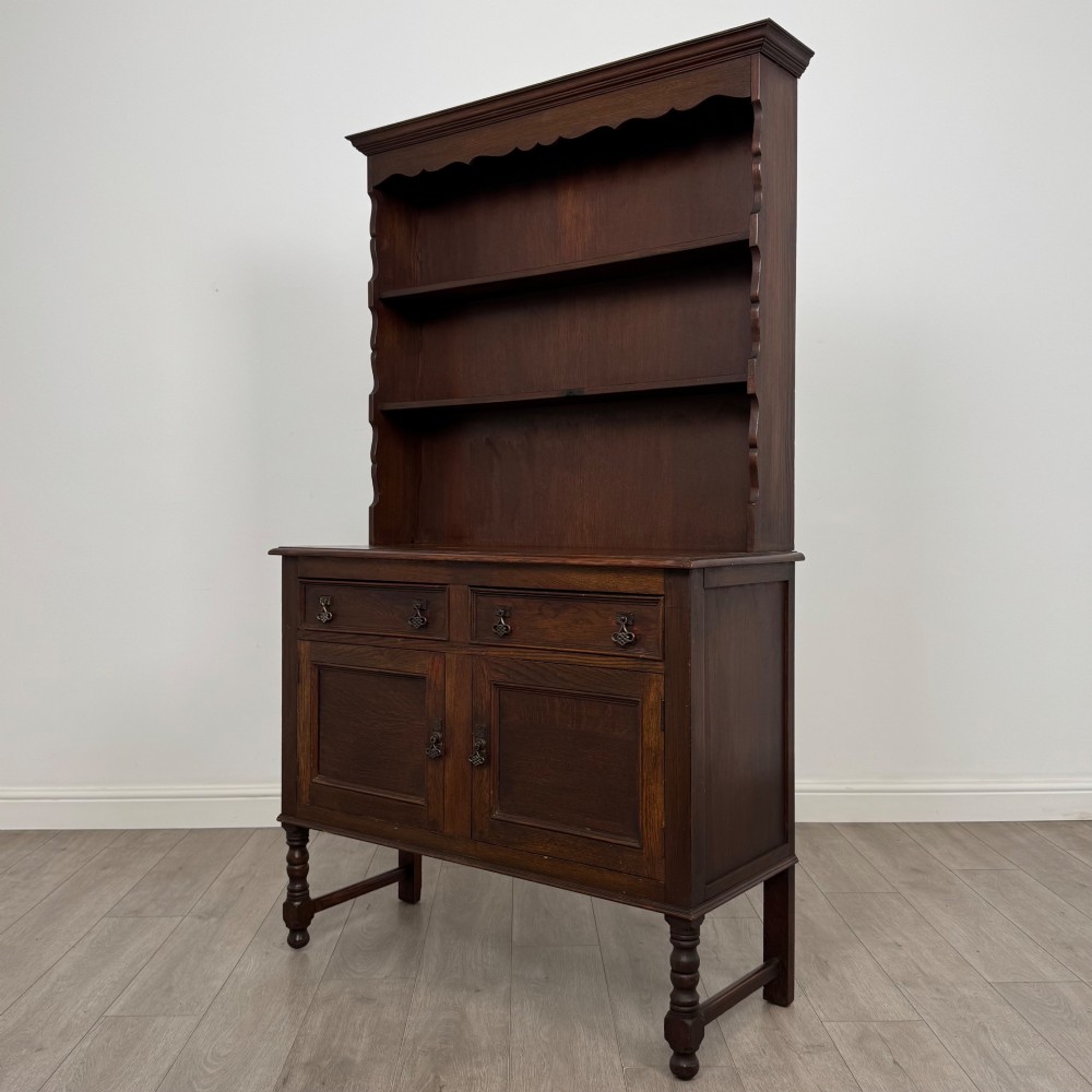 Antique 20th Century Edwardian Welsh Dresser In Oak View III