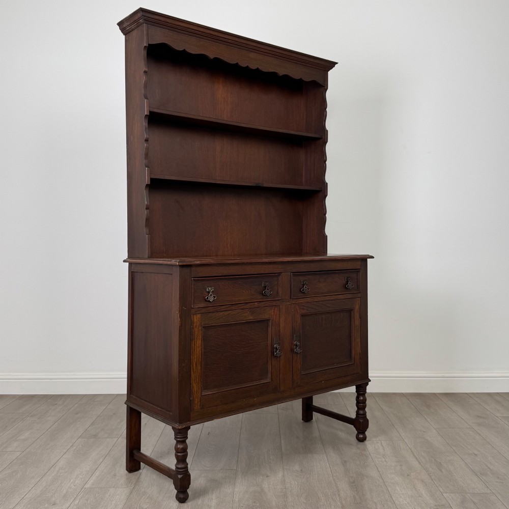 Antique 20th Century Edwardian Welsh Dresser In Oak View IX