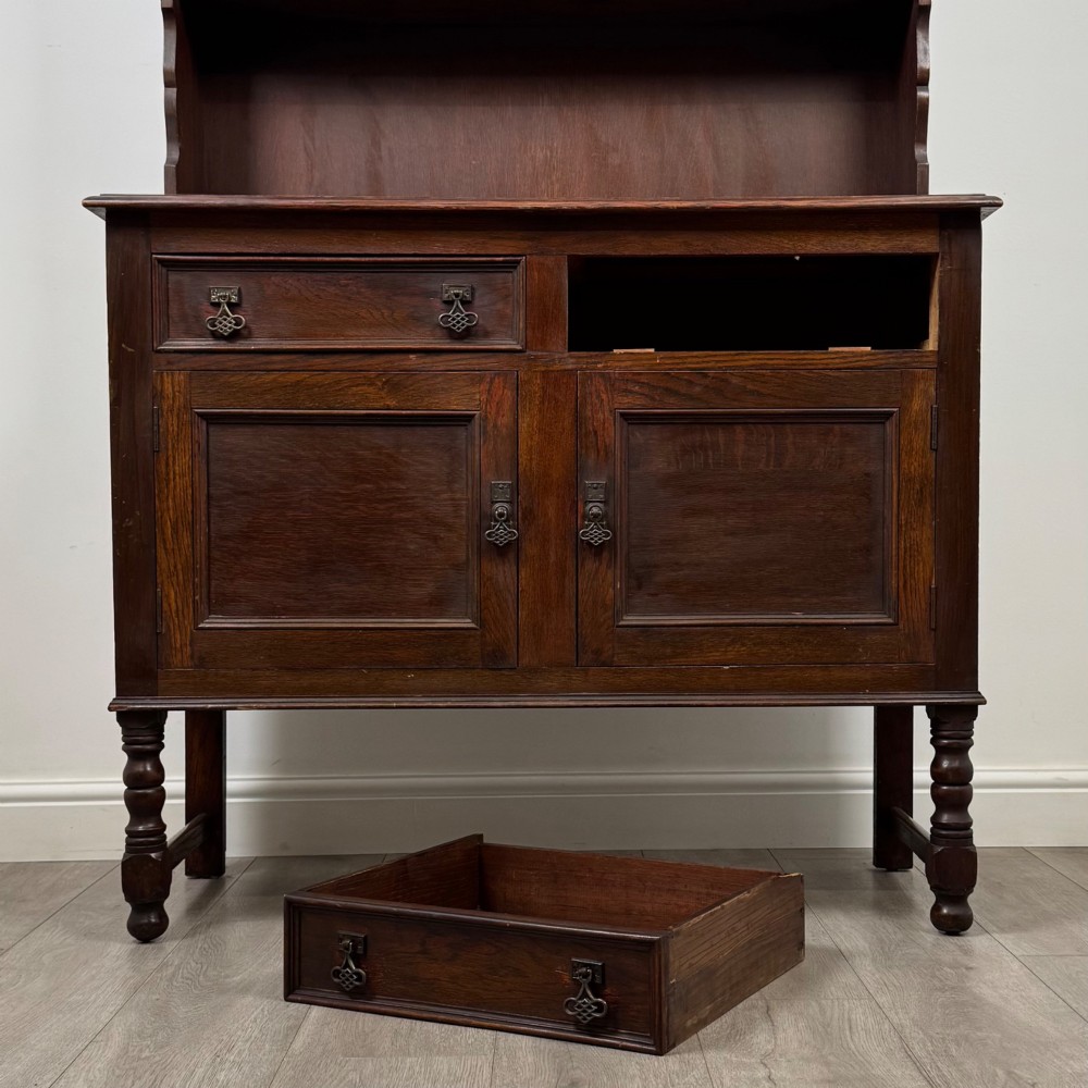Antique 20th Century Edwardian Welsh Dresser In Oak View XI