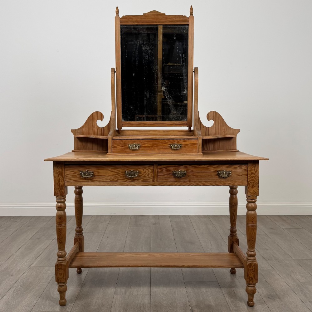Antique 19th Century Victorian Pitch Pine Dressing Table