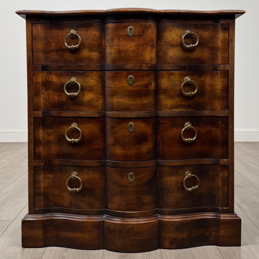 Vintage 20th Century Serpentine Chest Of Drawers In Hardwood