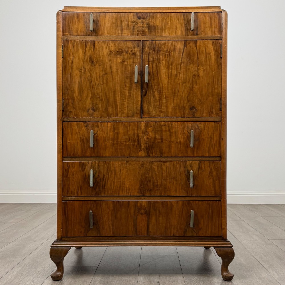Vintage 20th Century Cupboard In Figured Walnut