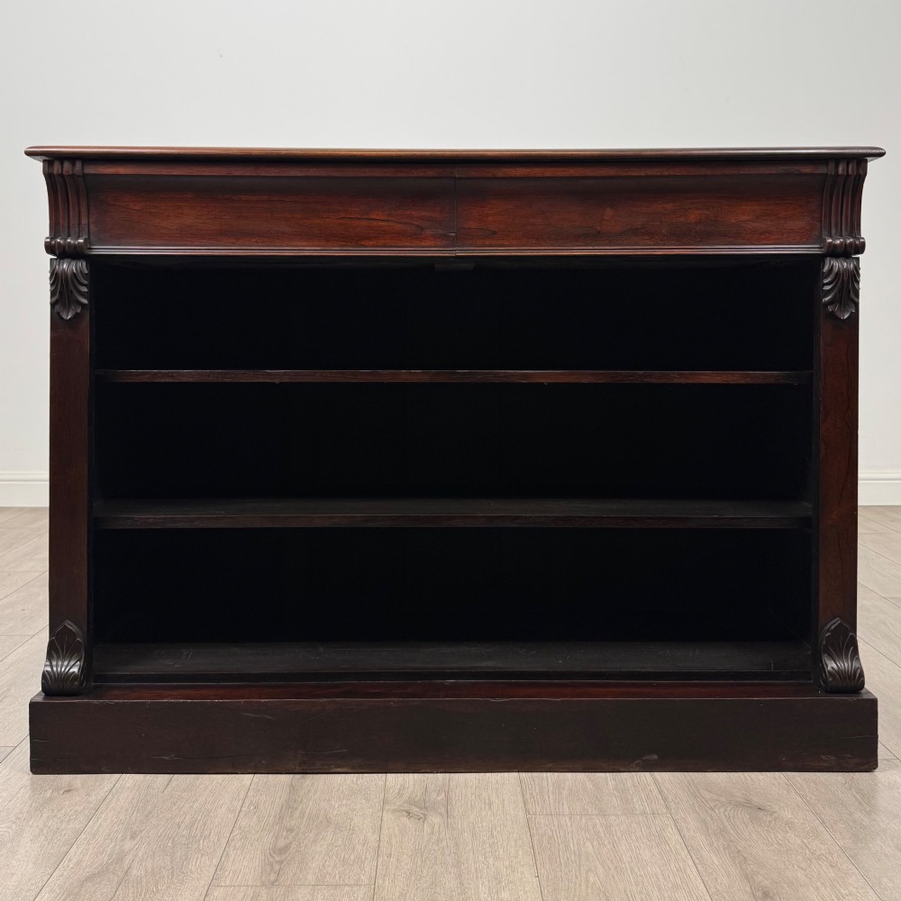Antique 19th Century Victorian Open Bookcase In Rosewood