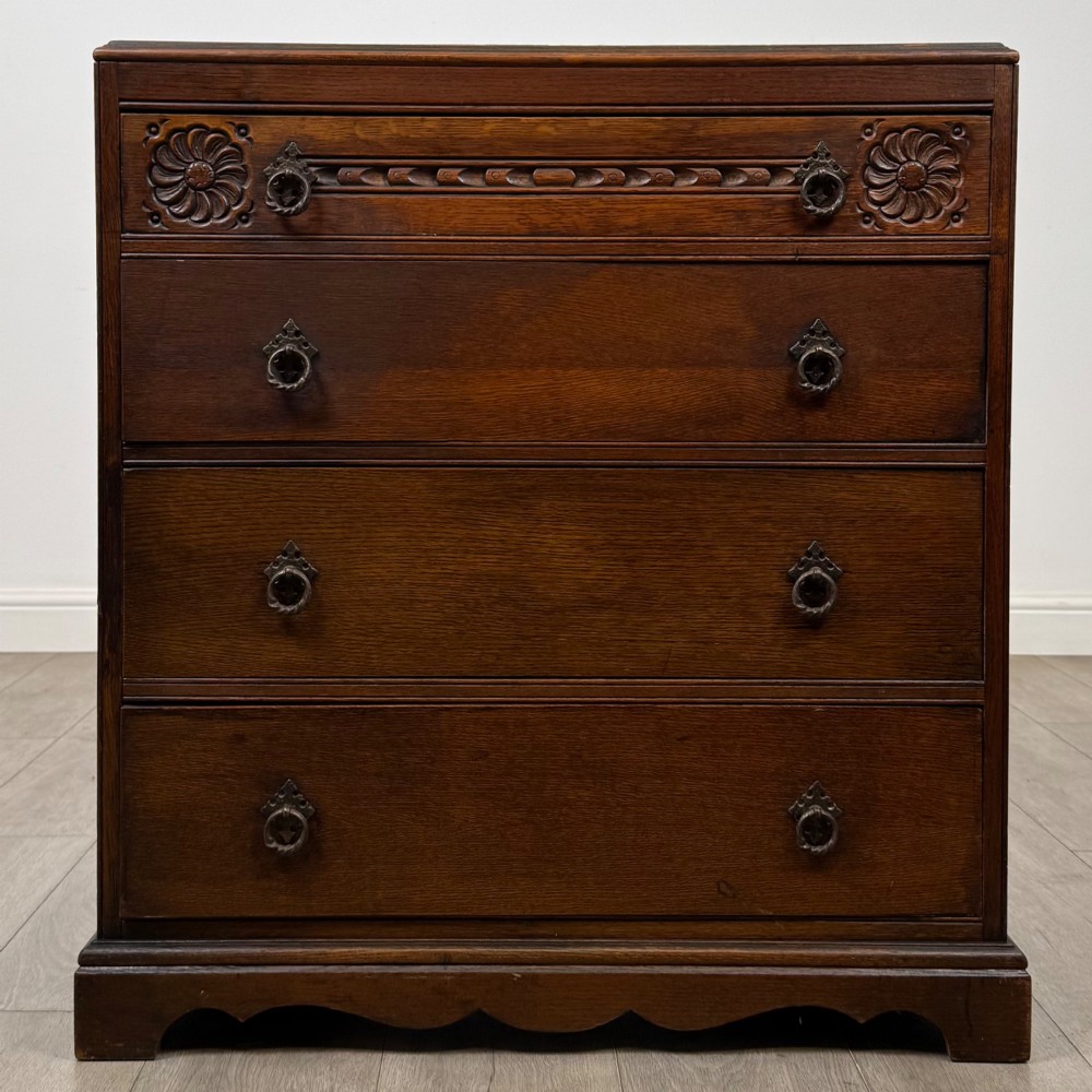 Antique 20th Century Chest Of Drawers In Oak