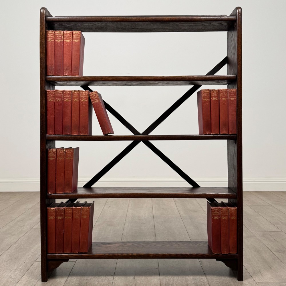 Antique 20th Century Industrial Style Open Bookcase In Oak