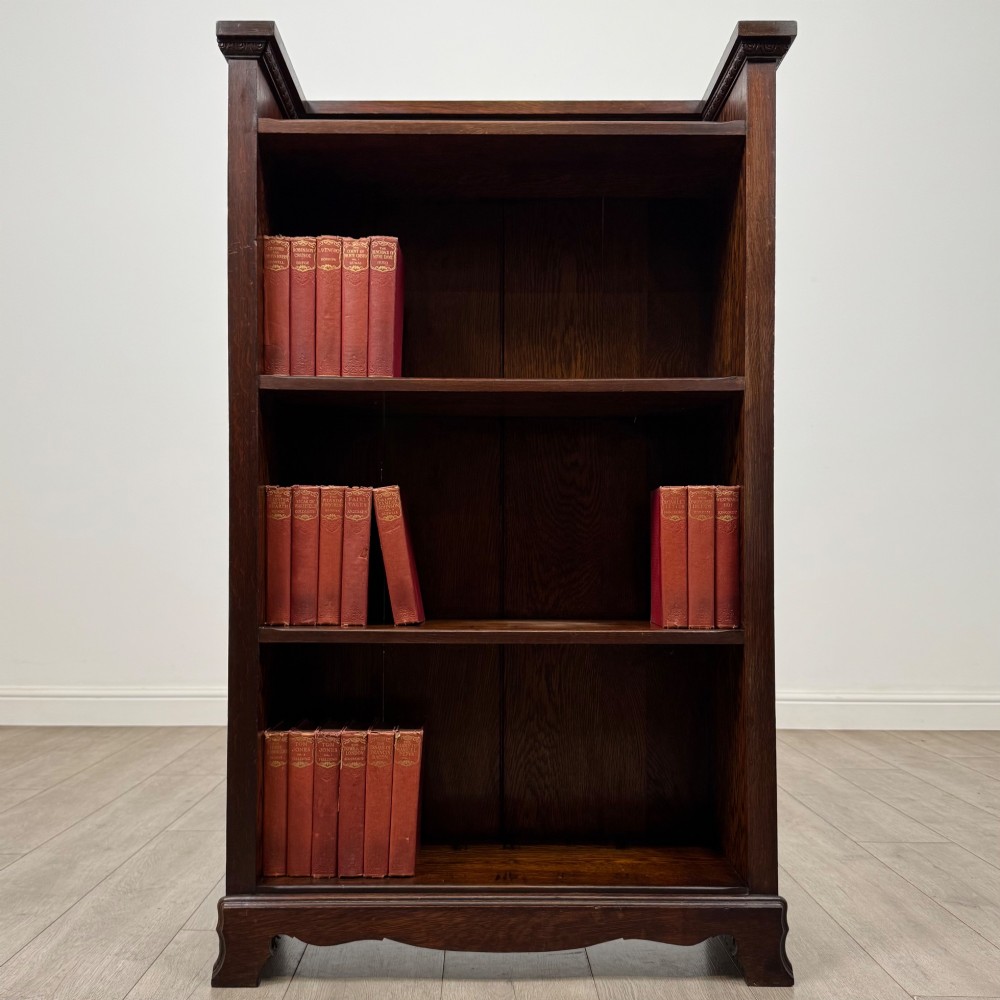Antique 20th Century Edwardian Open Bookcase In Oak