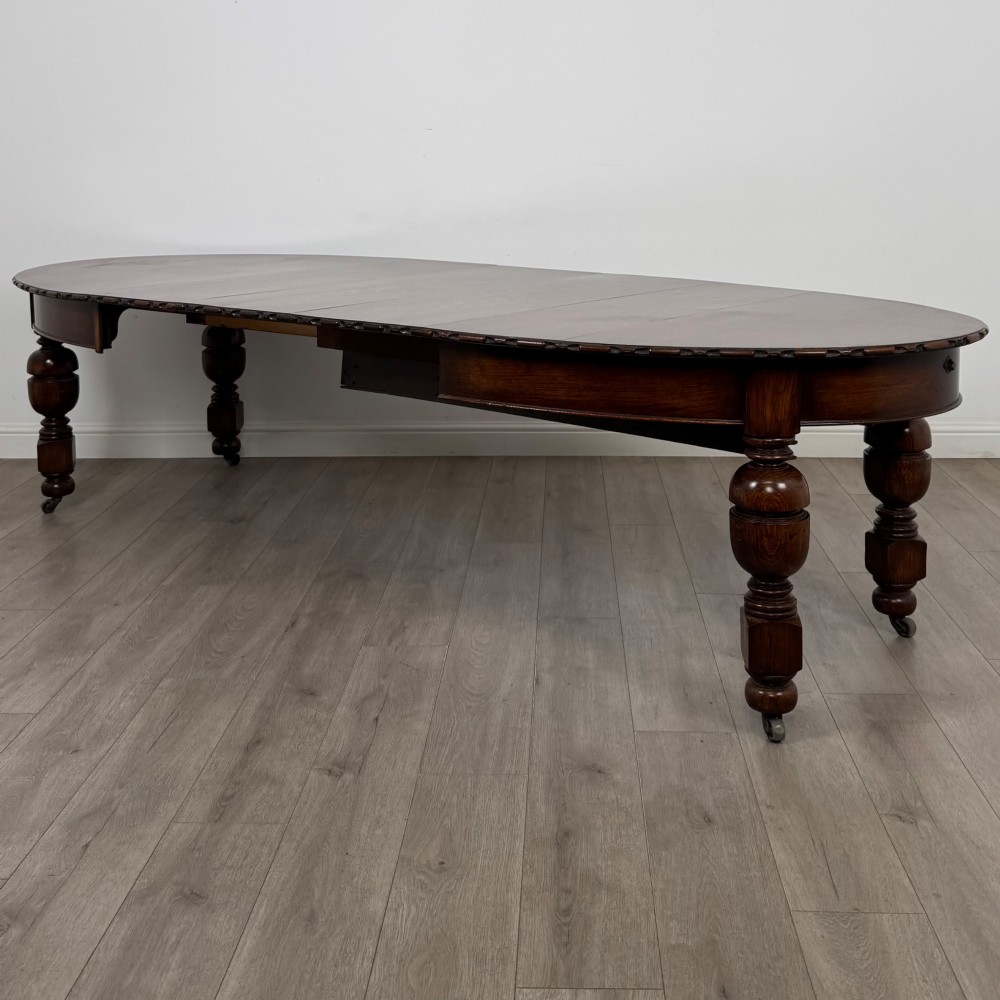 Antique 20th Century Large Edwardian Dining Table In Oak