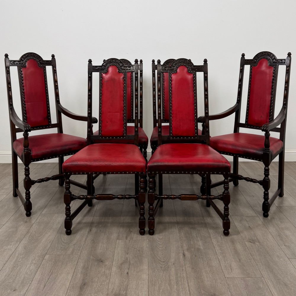 Antique 20th Century Set Of 6 Dining Chairs In Oak