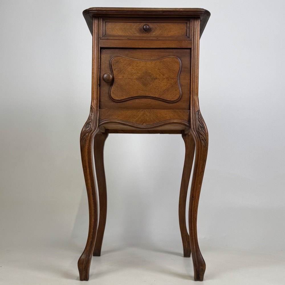 Antique 20th Century French Marble Top Cabinet In Walnut