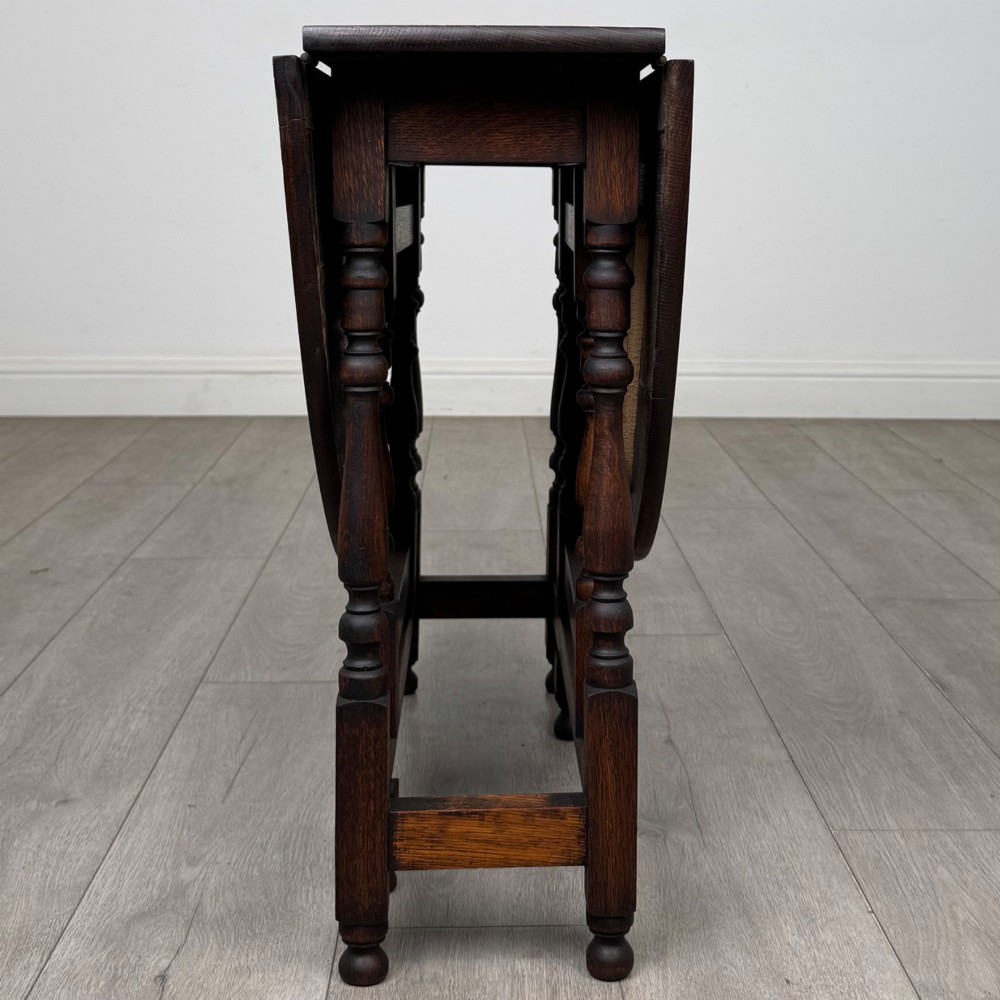 Antique 19th Century Carved Victorian Drop Leaf Table In Oak View IV