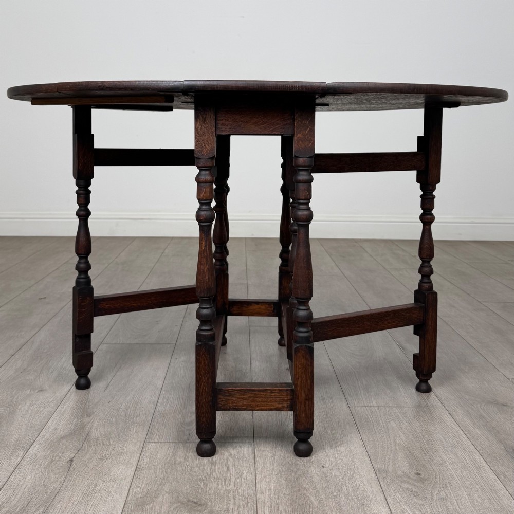 Antique 19th Century Carved Victorian Drop Leaf Table In Oak View V