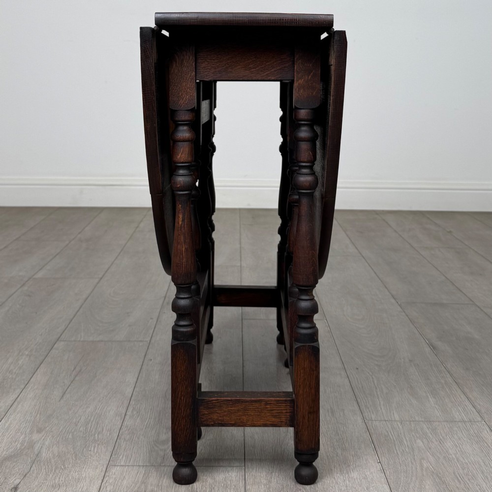 Antique 19th Century Carved Victorian Drop Leaf Table In Oak View IX