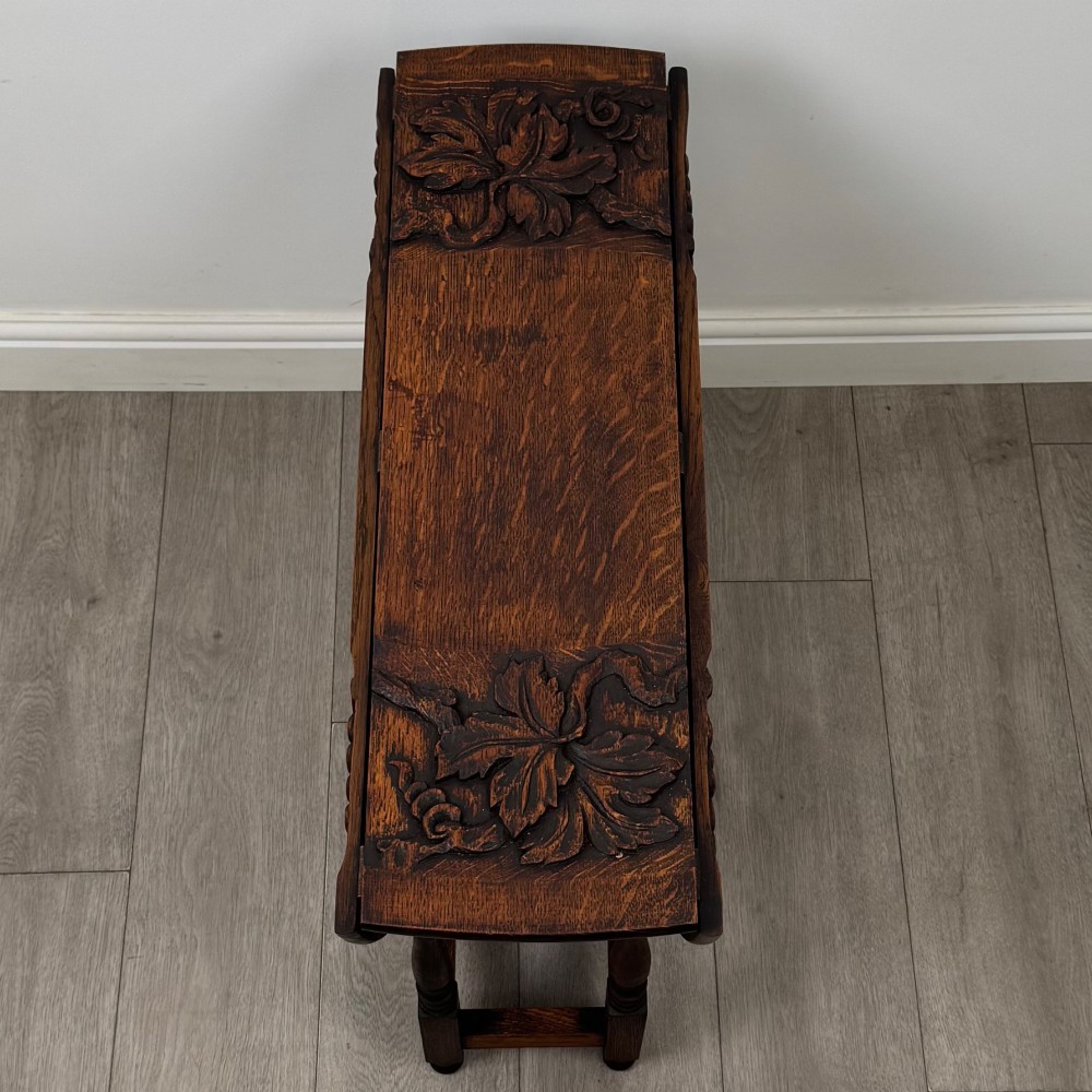 Antique 19th Century Carved Victorian Drop Leaf Table In Oak View X