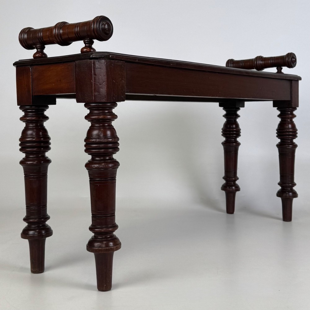 Antique 19th Century Small Victorian Hall Bench In Mahogany View IV