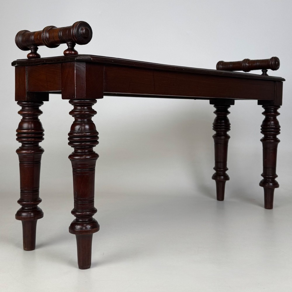 Antique 19th Century Small Victorian Hall Bench In Mahogany View VIII