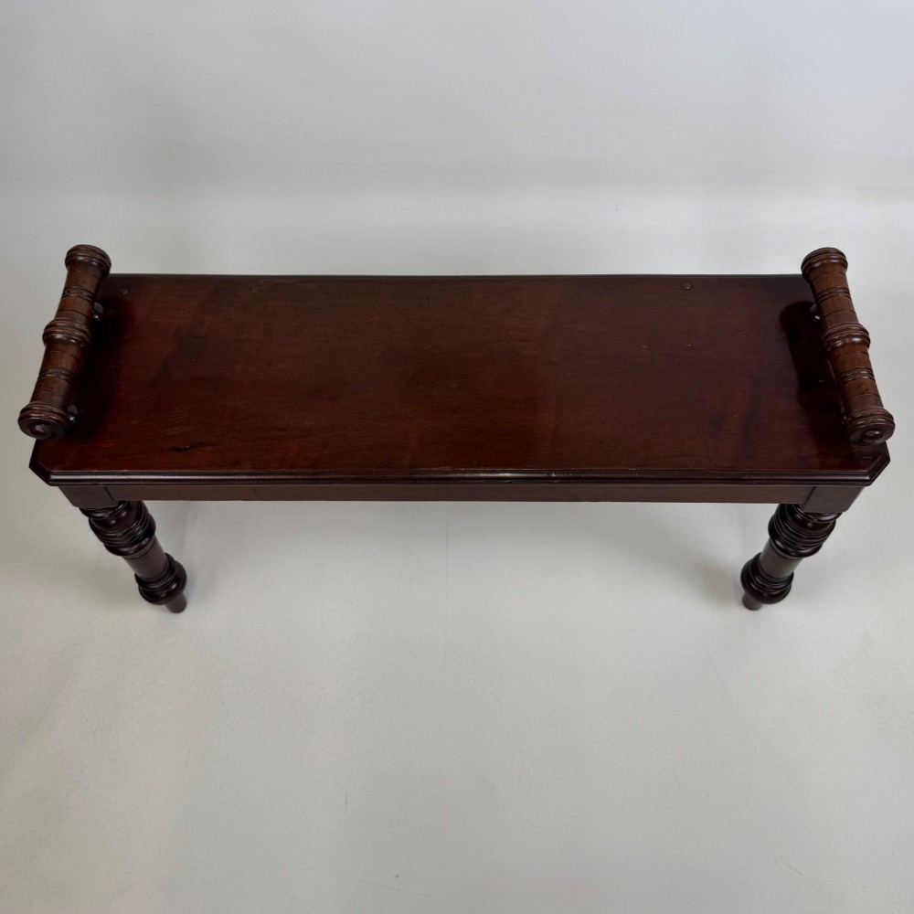 Antique 19th Century Small Victorian Hall Bench In Mahogany View IX