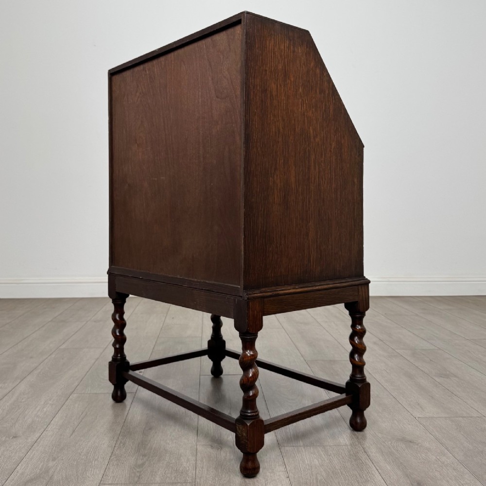 Antique Small Edwardian Oak Bureau | Barley Twist Legs | AF-6548 View VII