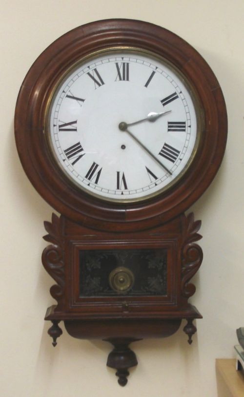 English 8 Day Mahogany Case Wall Clock Time Piece