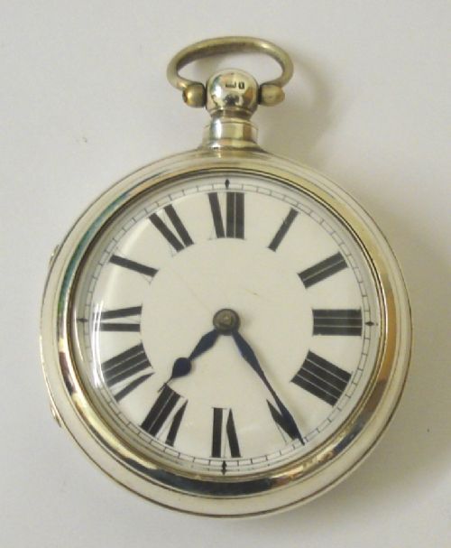 English Silver Pair Case Fusee Pocket Watch