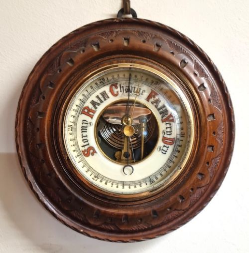 Small Carved Wood Surround Wall Barometer