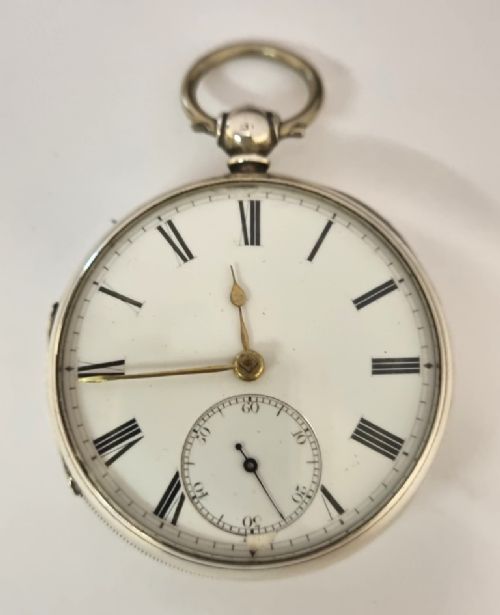 English Silver Cased Fusee Key Wind Lever c1873