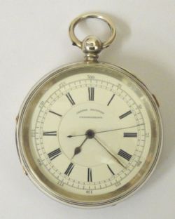 ENGLISH SILVER FUSEE CENTRE SECONDS CHRONOGRAPH C1910