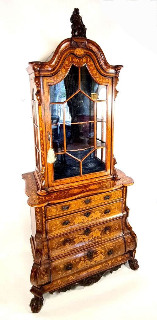 18th century dutch burr walnut marquetry cabinet - CATEGORY: ANTIQUE CABINETS - DATED 18TH CENTURY