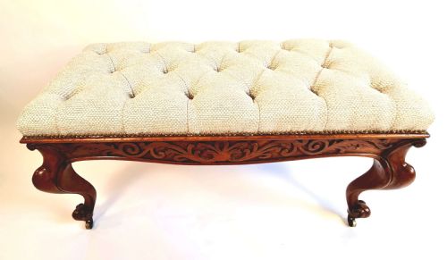 19th century carved walnut stool - CATEGORY: ANTIQUE STOOLS - DATED 19TH CENTURY
