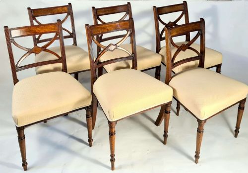 set of 6 sheraton mahogany dining chairs - CATEGORY: ANTIQUE CHAIRS - DATED 19TH CENTURY