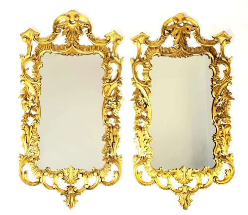 pair of chippendale style wall mirrors - CATEGORY: ANTIQUE MIRRORS - DATED 19TH CENTURY