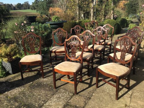 set of 10 hepplewhite style dining chairs - CATEGORY: ANTIQUE CHAIRS - DATED 1920