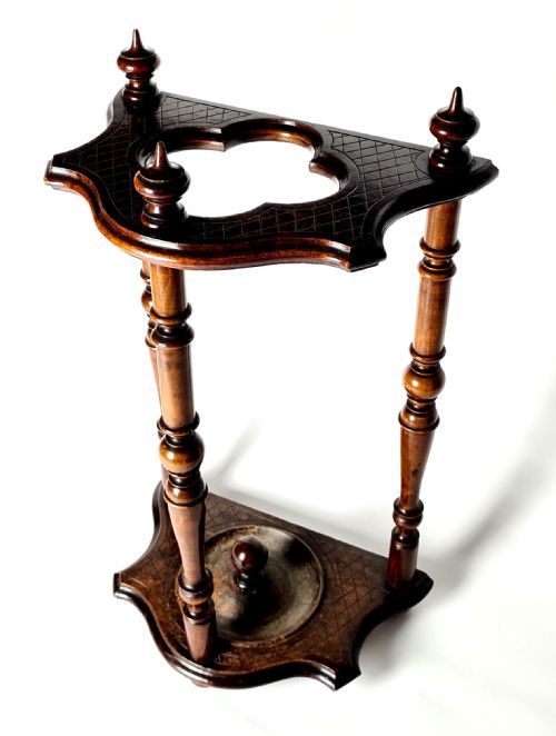 19TH CENTURY ITALIAN CARVED WALNUT STICK STAND - ADDITIONAL PHOTO 1