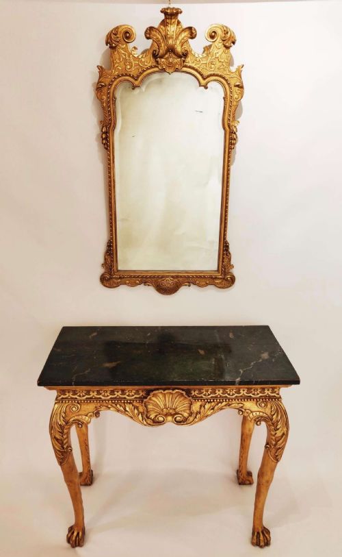 george ii style console table and pier mirror - CATEGORY: ANTIQUE FURNITURE - DATED 1920