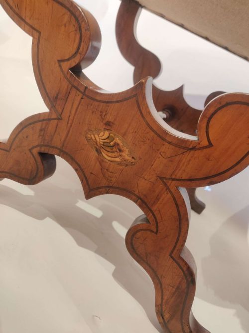 A VERY RARE PAIR OF REGENCY SATIN BIRCH SHELL INLAID STOOLS - ADDITIONAL PHOTO 1