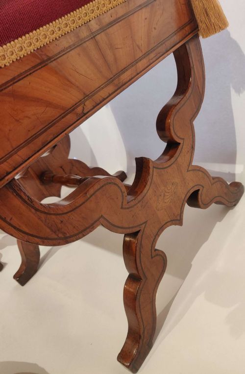 A VERY RARE PAIR OF REGENCY SATIN BIRCH SHELL INLAID STOOLS - ADDITIONAL PHOTO 2
