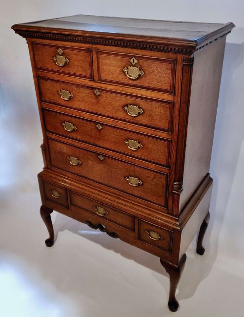 mid 18th century oak chest on stand - CATEGORY: ANTIQUE CHEST OF DRAWERS - DATED 18TH CENTURY