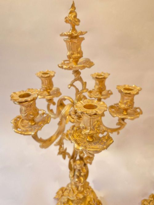 PAIR OF FRENCH ORMOLU CANDELABRA - ADDITIONAL PHOTO 2