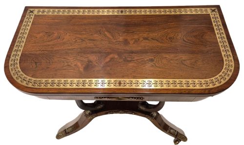 REGENCY ROSEWOOD FOLD OVER TOP CARD TABLE - ADDITIONAL PHOTO 1